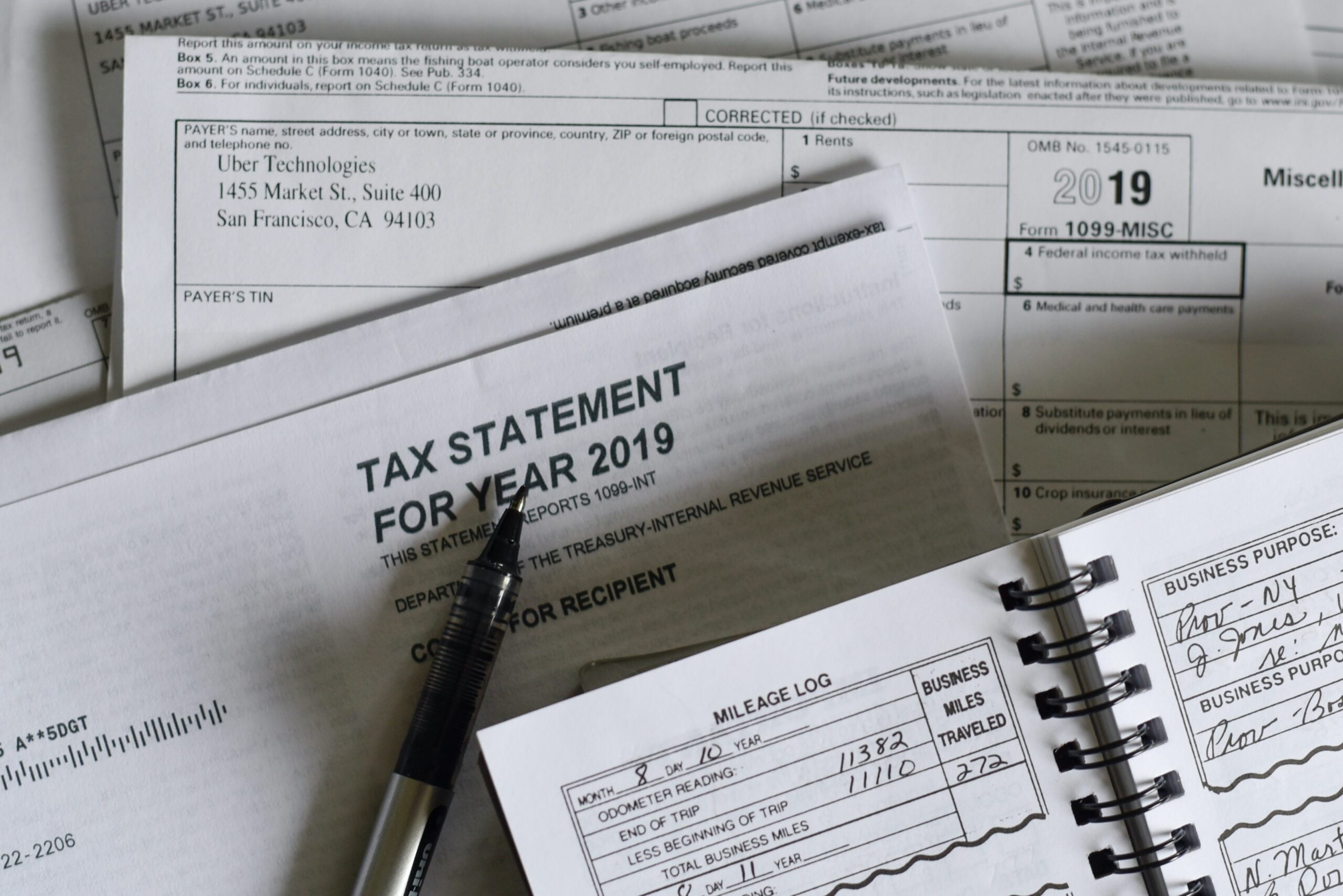 va tax documents scattered on a desk